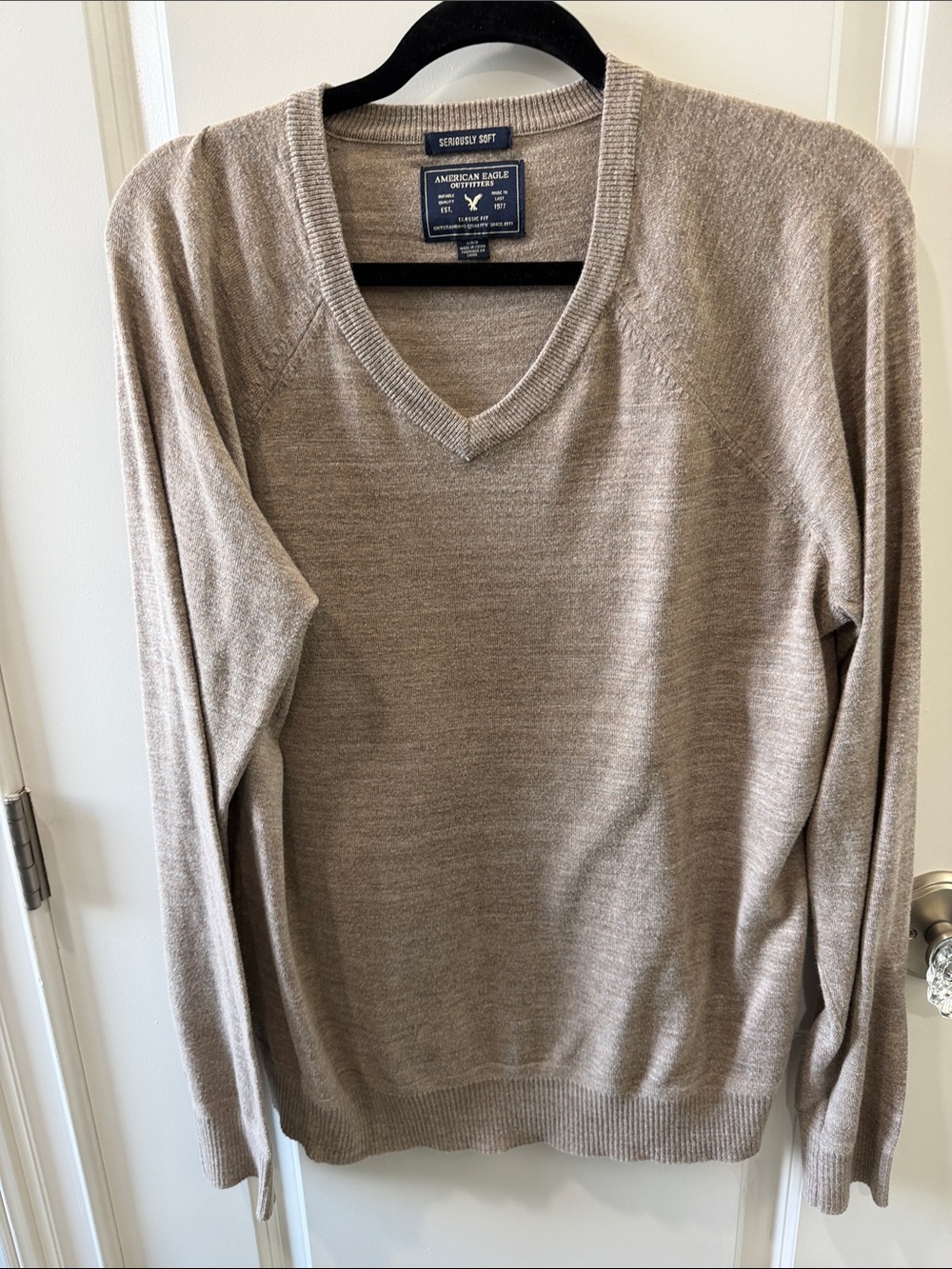 American Eagle Outfitters Men’s V-Neck Sweater - Beige Taupe